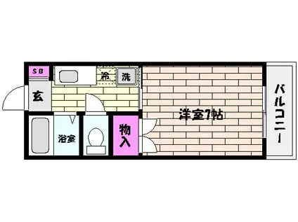 中御影ハイムII(1K/2階)の間取り写真