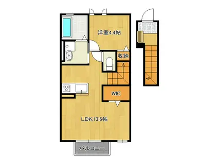 RISE桜の郷(1LDK/2階)の間取り写真