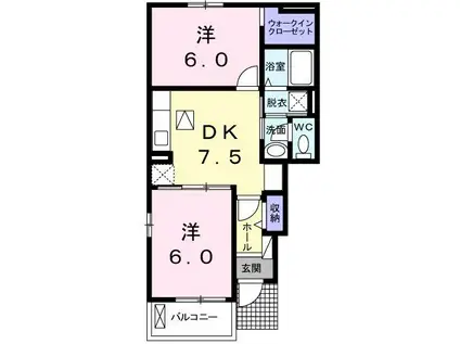 グリーンコーポ城南II(2DK/1階)の間取り写真