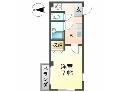 ウエスト COAST(1K/2階)の間取り写真