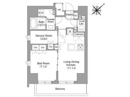 ザグロウ三田(2LDK/10階)の間取り写真