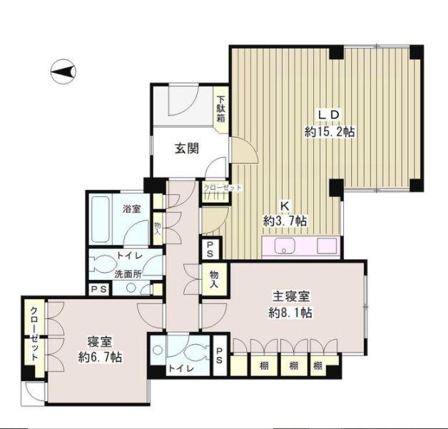 ライトウェル高輪(2LDK/1階)の間取り写真