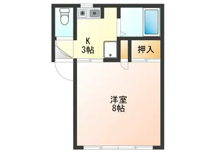 ハマシン狐ヶ崎マンション B(ワンルーム/2階)の間取り写真