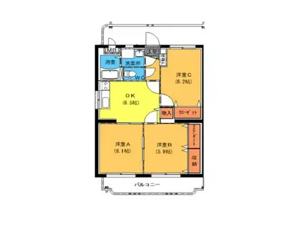 ユーミーカブキ(3DK/2階)の間取り写真