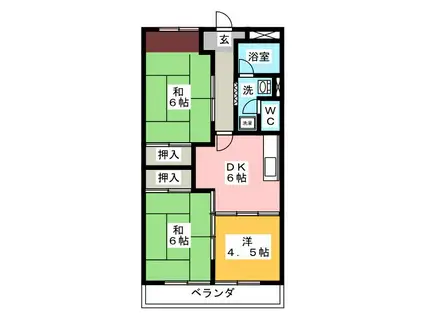 スカイハイツ東(3DK/1階)の間取り写真