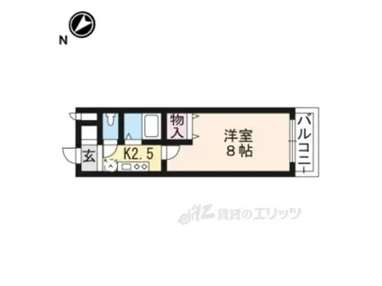 WAVE-K2(1K/1階)の間取り写真