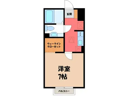 パルハイム2003C(1K/1階)の間取り写真