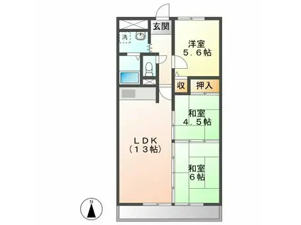 ラ・プエルタ・フェリス(3LDK/3階)の間取り写真