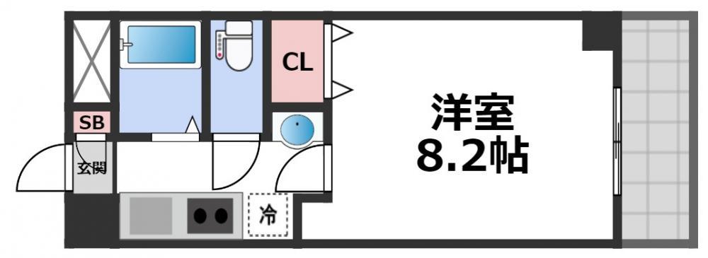 ビューティーセゾン和(1K/6階)の間取り写真