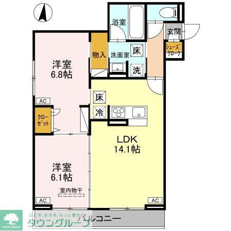 ノーブルパレス芝中田(2LDK/1階)の間取り写真