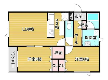 リバティ中央(2LDK/1階)の間取り写真