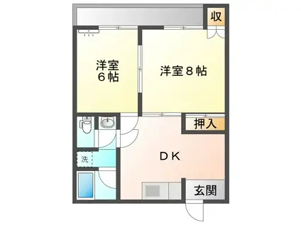 コーエーハイツ白崎(2DK/1階)の間取り写真