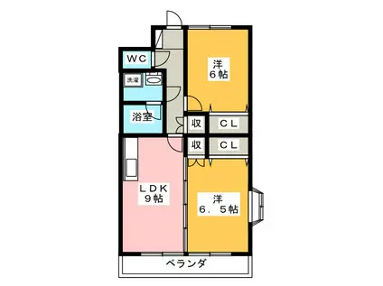 サンライトカーサII(2LDK/2階)の間取り写真