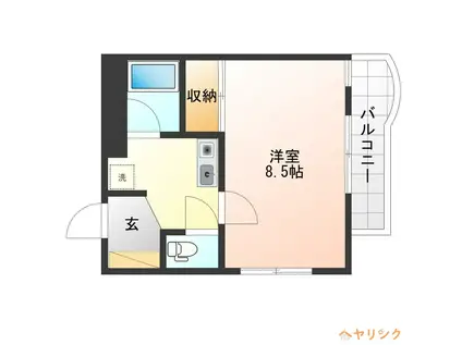 ヴィレドソレイユ(ワンルーム/4階)の間取り写真