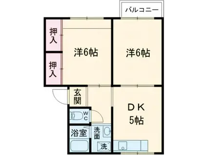 ファンシーI(2DK/2階)の間取り写真