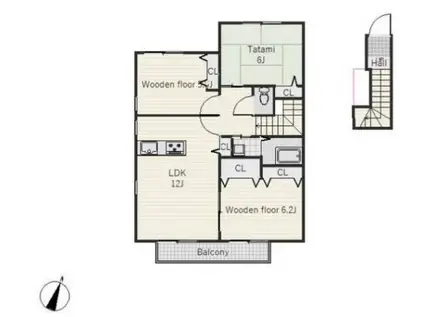 恵山坊ハイツE(3LDK/2階)の間取り写真