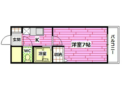 ウェルフェア(1K/3階)の間取り写真