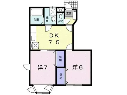 ミニョン ヴィラ(2DK/1階)の間取り写真