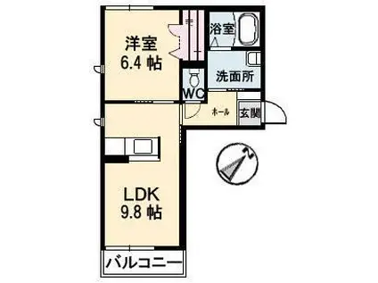 シャーメゾン小串(1LDK/1階)の間取り写真