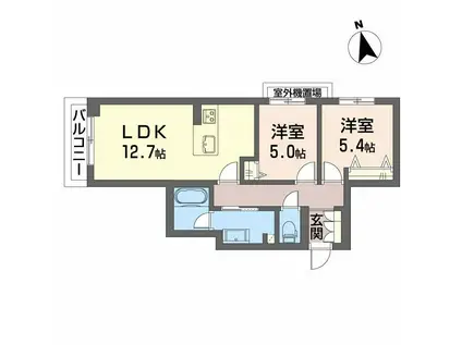 AXIS助信(2LDK/2階)の間取り写真