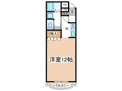 ドラティー三輪(ワンルーム/3階)の間取り写真