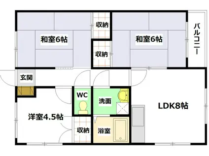ＪＲ呉線 海田市駅 徒歩23分 2階建 築33年(3LDK/2階)の間取り写真