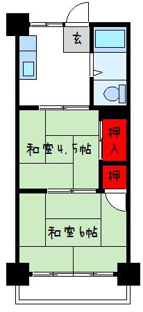 UMマンション(2DK/3階)の間取り写真