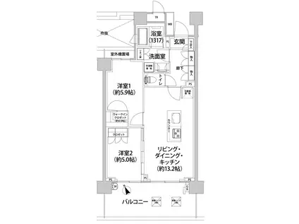 ブローテ横浜高島台(2LDK/7階)の間取り写真