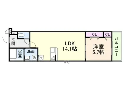 リベルト・ボヌールIII番館(1LDK/1階)の間取り写真