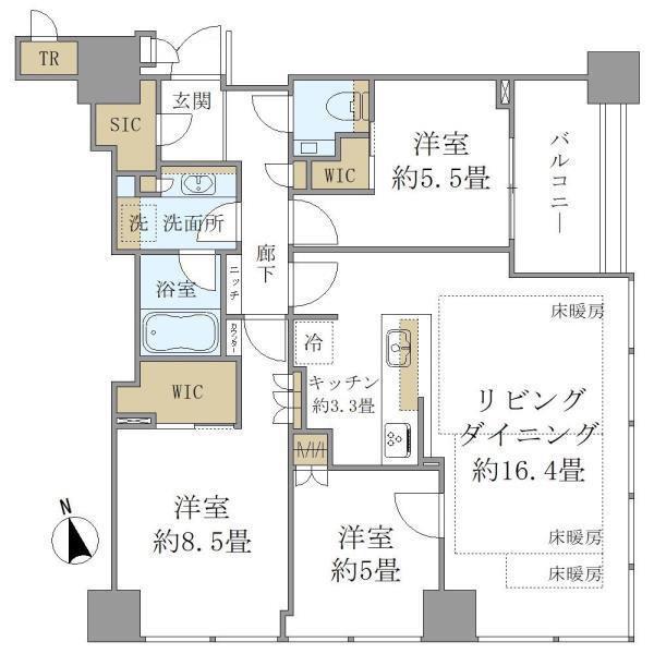 白金ザ・スカイ イースト(3LDK/19階)の間取り写真