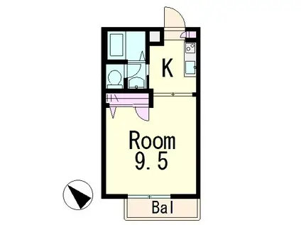 ＪＲ東海道本線 草津駅(滋賀) 徒歩18分 2階建 築23年(1K/1階)の間取り写真