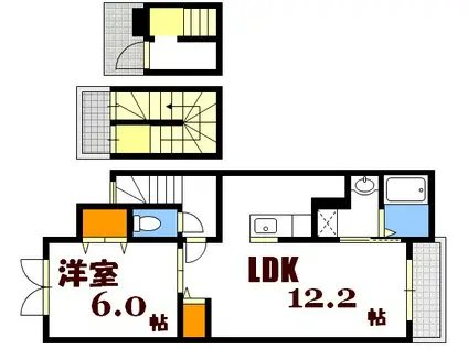 メープルコート(1LDK/3階)の間取り写真