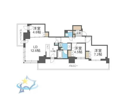ザ・札幌タワーズ イーストタワー(3LDK/27階)の間取り写真