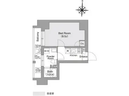 コンフォリア・リヴ森下MUTIO(1K/3階)の間取り写真