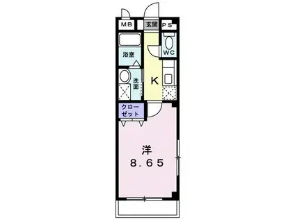 エスパソ諏訪(1K/1階)の間取り写真