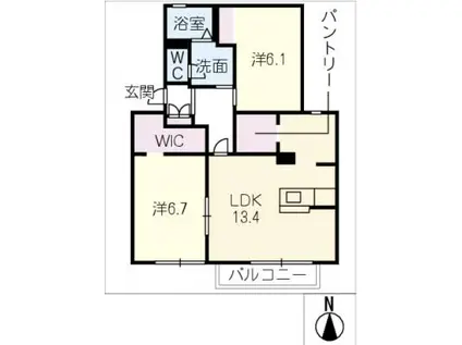 メリースクエア C館(2LDK/1階)の間取り写真