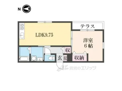 グランシャリオ招提3(1LDK/1階)の間取り写真