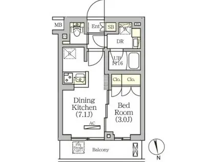 ARKMARK南品川(1DK/3階)の間取り写真