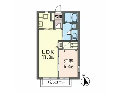 アヴィエス(1LDK/1階)の間取り写真