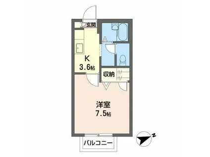 クレール香詩夢(1K/2階)の間取り写真