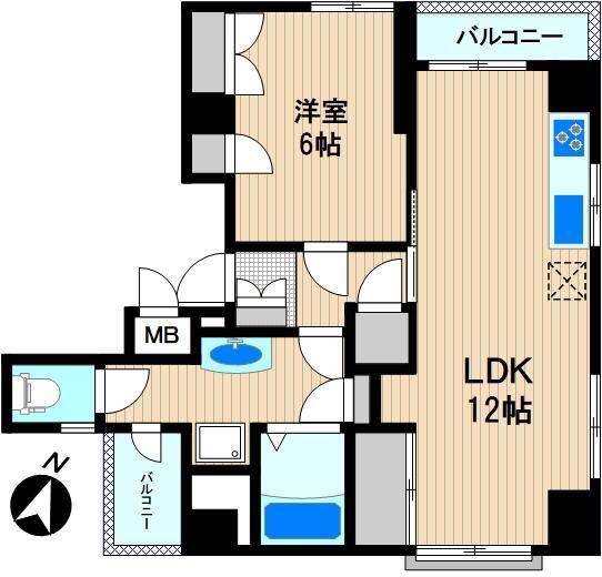 メゾンホウコ(1LDK/4階)の間取り写真