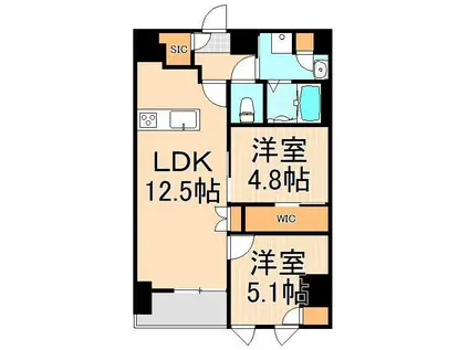 S-RESIDENCE北千住REIZ(2LDK/15階)の間取り写真