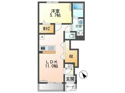 メルヴェール(1LDK/1階)の間取り写真