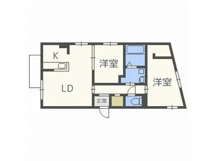 ラヴェーラ円山鳥居前(2LDK/4階)の間取り写真