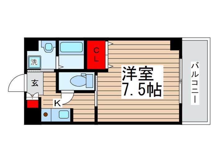 サポーレ松戸(1K/6階)の間取り写真