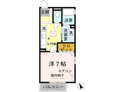 コーワ東町(1K/1階)の間取り写真