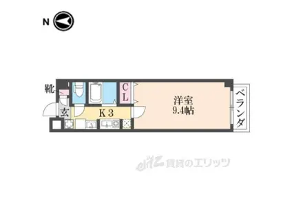 レイディアンスⅡ(1K/2階)の間取り写真