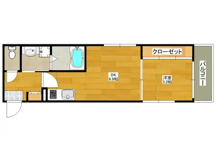 ソラーレ吹田(1DK/1階)の間取り写真