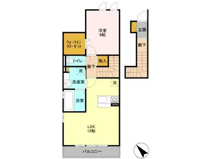 プルミエールII(1LDK/2階)の間取り写真