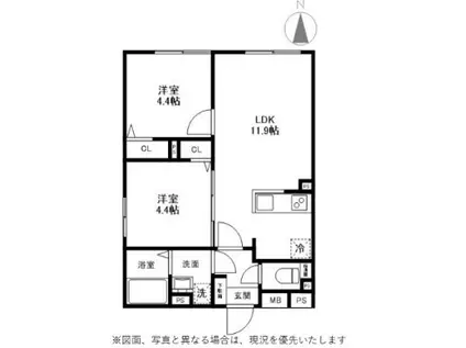 マリオン杉並(2LDK/2階)の間取り写真